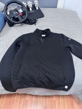 Marine Layer Black Quilted Half-Zip Pullover